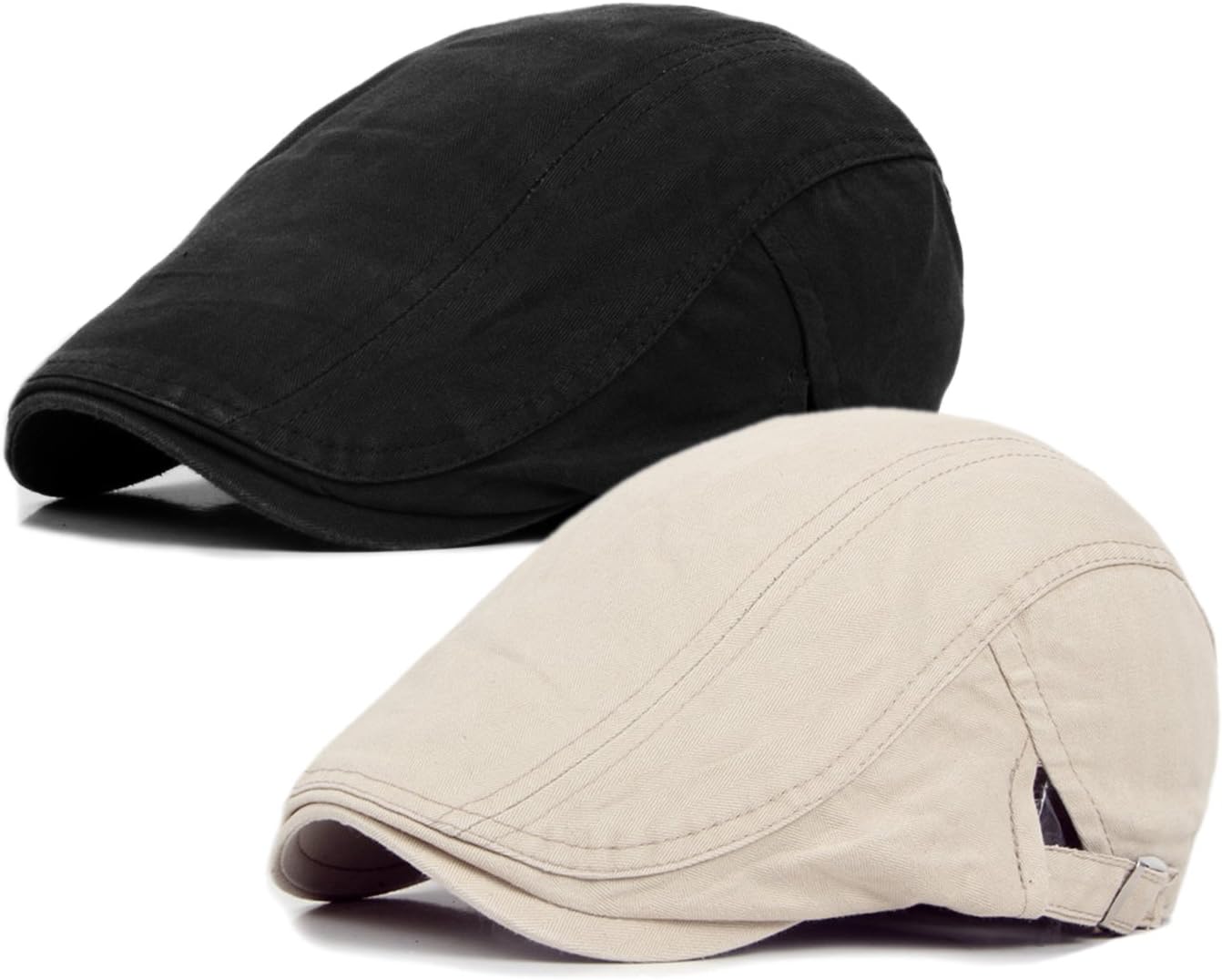 2 Pack Men's Cotton Flat Cap Ivy Gatsby Newsboy Hunting Hat