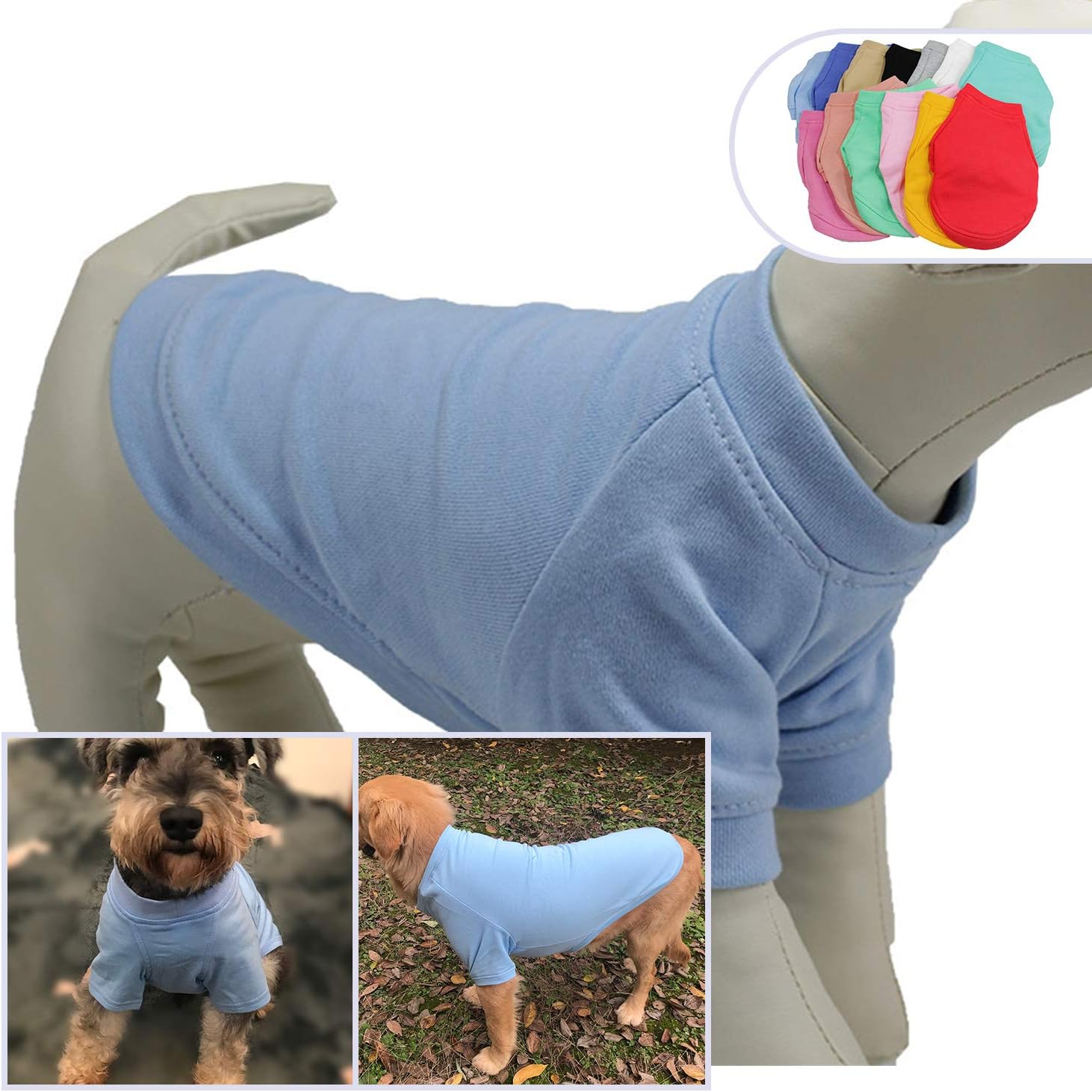 Lovelonglong Dog Pullover Sweatshirt Autumn Winter Cold Weather Dog T-Shirts for Small Medium Large Size Dogs Boston Terrier Clothes Sky-Blue XL