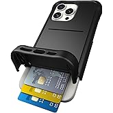 Scooch for iPhone 16 Pro Max Case with Card Holder, Wingmate Wallet Case with Hidden Card Slot and RFID Protection for up to 4 Cards, 10-Foot Drop Protection, Black