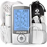 AUVON Rechargeable TENS Unit Muscle Stimulator, 24 Modes 4th Gen TENS Machine with 8pcs 2"x2" Premium Electrode Pads for Pain
