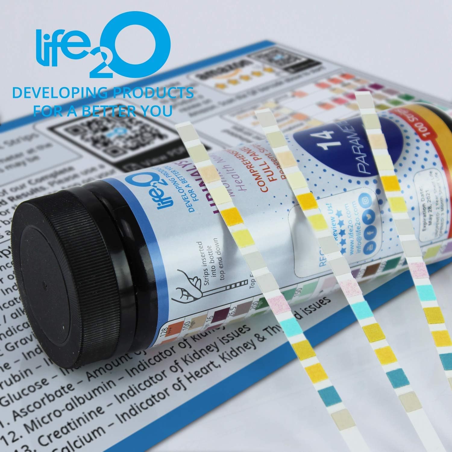 Comprehensive 14-in-1 Urine Test Strips 100ct | Urinalysis Dip-Stick Testing Kit | Ketone, pH, Blood, UTI, Protein | Keto Alkaline Diet, Ketosis, Kidney Infection & Liver Function | Free e-Book Inside: Health & Personal Care