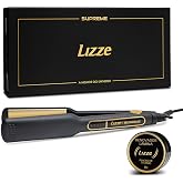 Professional Flat Iron Hair Straightener Plancha De Cabello Professional - Titanium Hair Iron Straightens Frizzy Hair Curls - Sleek Salon Hair Styling Tool - Lizze Supreme 1.5" Pro Straightening Iron