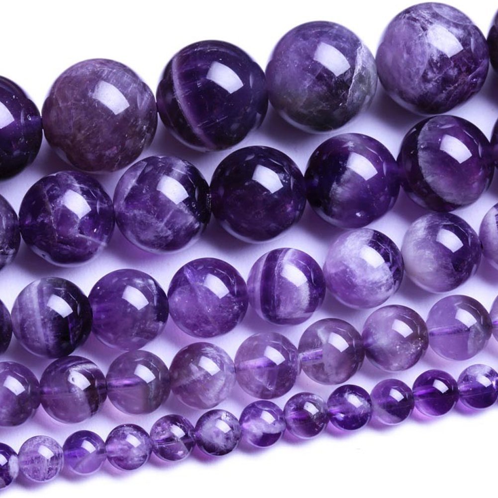 Natural Round Amethyst Agate Loose Stone Beads Bulk for Jewelry Making 2 3 4 6 8 10 12 14 16MM (4MM)