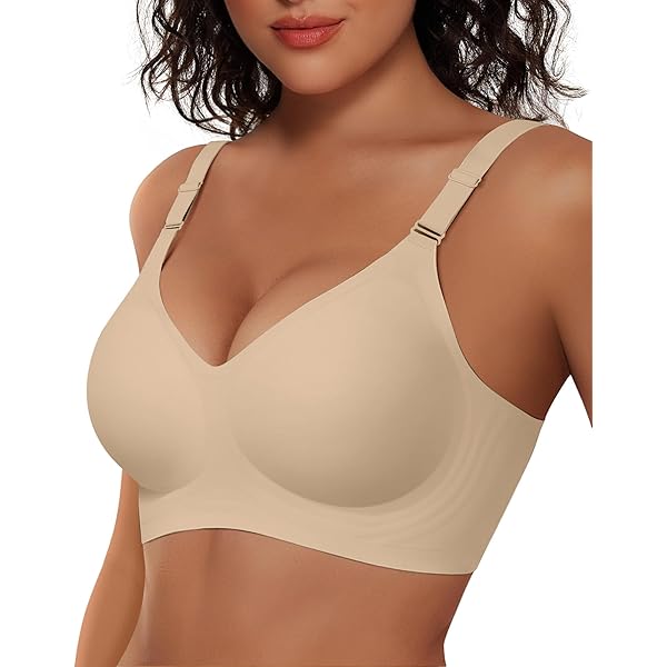 OEAK - Brasier Con Efecto De Realce, De Uso Diario, Para Mujer, Cómodos Corpiños Sin Aros, Con Cuello En V, Sin Costuras, Suaves, Básicos Y Sin Aros, XL