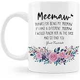 BESERH Meemaw Coffee Mug,Meemaw Gifts,Meemaw Gift From Grandkid,Birthday Christmas Gifts for Meemaw,Thanks for Being My Meemaw Coffee Mug 11Oz