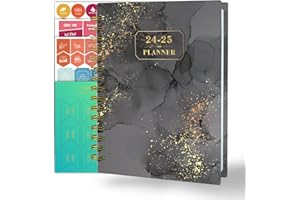 Ymumuda 2024-2025 Planner - July 2024 - June 2025, Planner 2024-2025 Daily Weekly and Monthly, 8.4" X 6", 12-Month Academic Planner with Spiral Bound, Stickers & Sticky Tabs, Black Gold