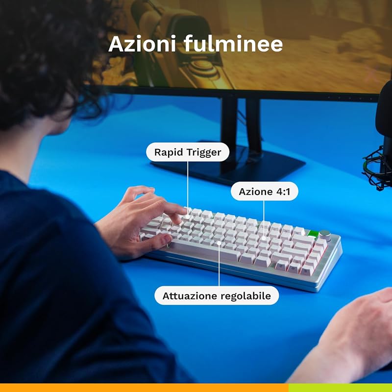 Gaming GMMK 3 PRO HE Barebones : clavier réactif, effet Hall, polling 8K, corps alu et joints modulaires, prise en charge des switches MX mécaniques et magnétiques, TKL 75%, ANSI - Argenté