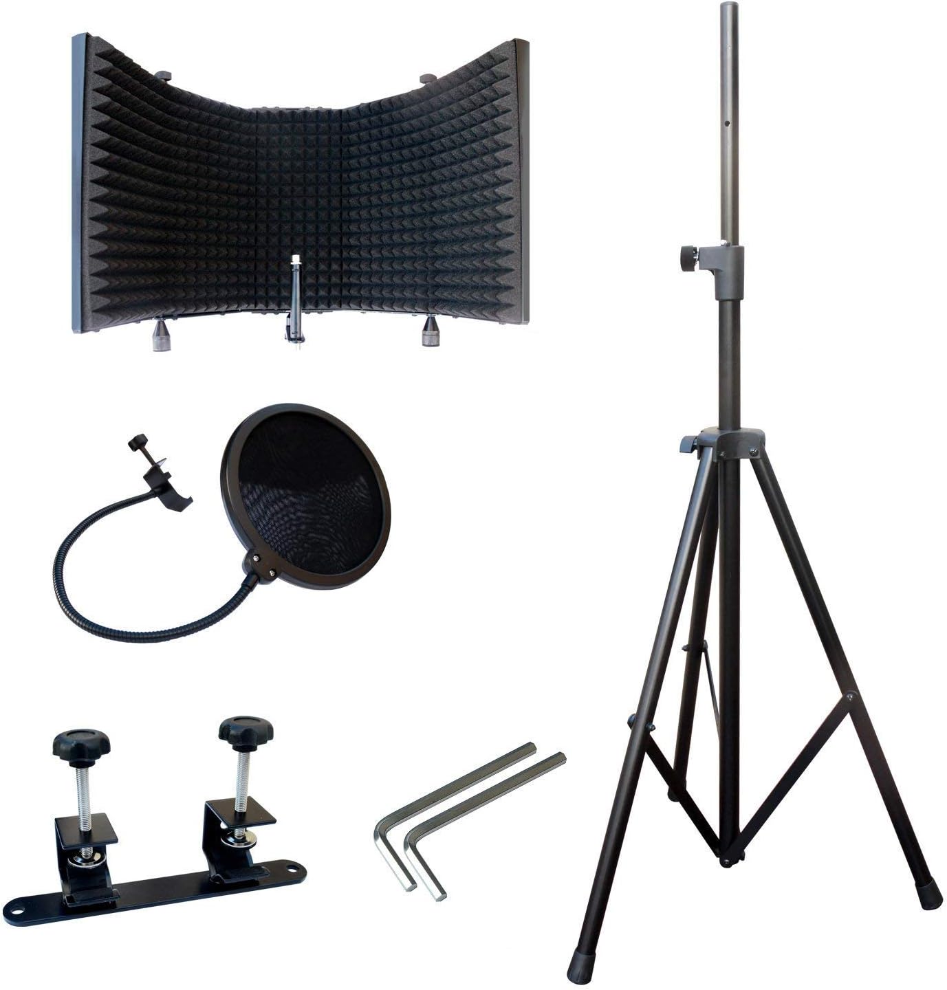 AxcessAbles SF-101KIT Recording Studio Microphone Isolation Shield with Tripod Stand - 4ft to 6ft 6" Height Adjustable Stand Compatible w/Blue Yeti, AT2020, AKG, Rode Microphones. EXTRA LARGE: Musical Instruments