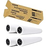 36’’ x 150’ Plotter Paper (New & Premium 4 Rolls) 20 lb Uncoated 96 Bright White (75 GSM with 2’’ Core) CAD Paper Rolls For E