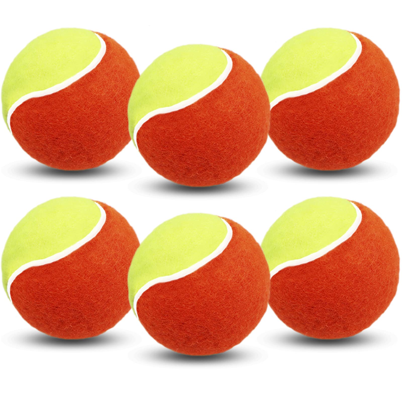 AMRTA Kids Tennis Balls Soft Elastic Low Compression Stage Pressureless Bulk Value 6/12/18/24 Pack, Training Tool for Outdoor Youth Beginner Practice (6 Pcs-Orange)