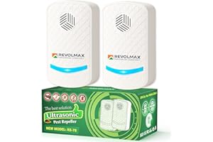 REVOLMAX RX-78, Ultrasonic Pest Control Repeller - Electronic & Ultrasound, Indoor Plug-in Repellent - Get rid of - Rodents, Mice, Squirrels, Bats, Insects, Bed Bugs, Ants, Fleas, Spiders, Roaches (2Pack)