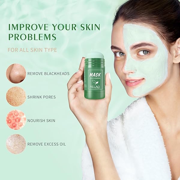 VEMOFOPER BLACKHEAD REMOVER WITH GREEN TEA EXTRACT, DEEP PORE CLEANSING, GREEN CLAY MASK FOR FACE MOISTURIZING, PURIFYING, REDUCE BLACKHEADS FOR ALL SKIN TYPES OF MEN AND WOMEN