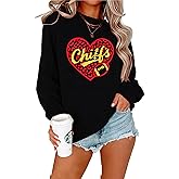 QIXYN Football Sweatshirts for Women in My Game Day Era Football Team Fans Shirt Heart Graphic Long Sleeve Tops