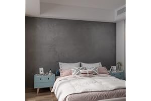 3YECAO 16"×591" Extra Thick Dark Grey Black Concrete Wallpaper Peel and Stick 3D Concrete Cement Contact Paper Stained Vinyl Matte Textured Removable Walls Sticker for Kitchen Living Room Bedroom Basement