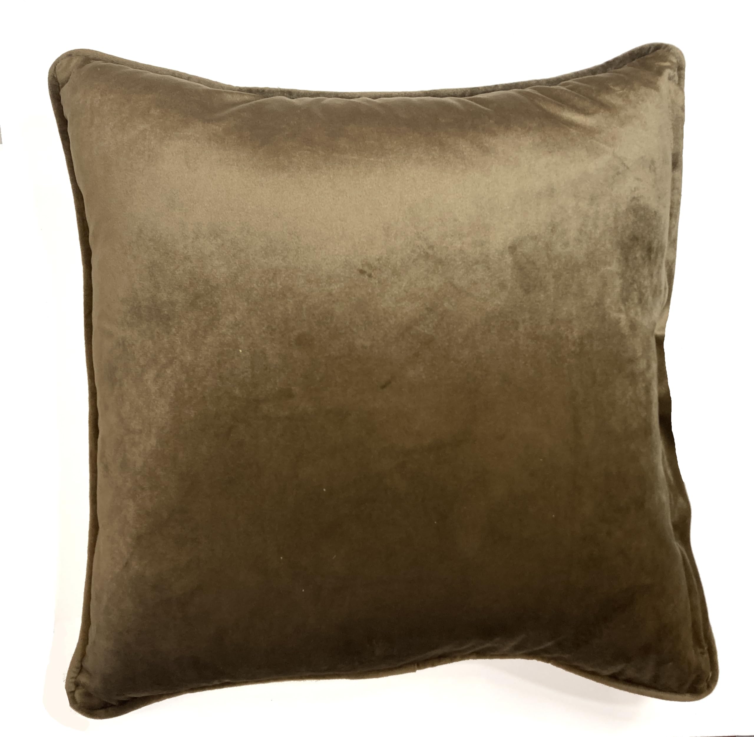 Rapport home Piped Velvet Square Reversible Cushion Cover 43 x 43cm Natural and Mocha