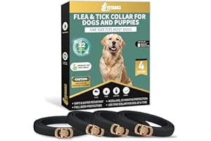 YOTANGO 4 Pack Flea Collar for Dogs, Dog Flea Collar Waterproof, 32 Months Flea and Tick Prevention for Dogs, Dog Flea and Tick Treatment, Adjustable Flea and Tick Collar for Dogs Puppy (Black)