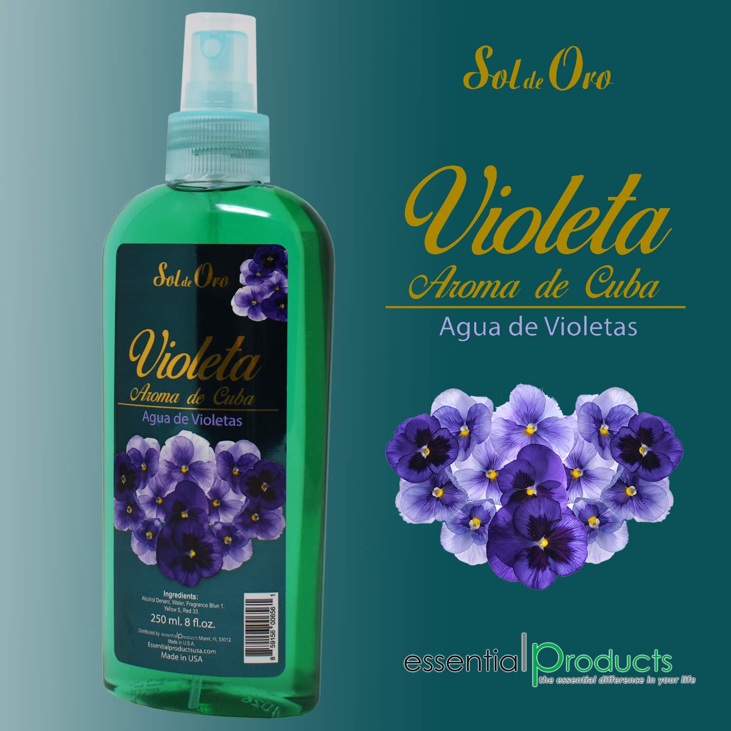 Amazon Com Sol De Oro Violeta Aroma De Cuba Agua De Violetas Violet Water Spray Fragrance Of Cuba 8oz 2 Pack Beauty