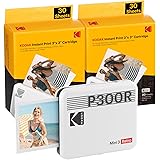 KODAK Mini 3 Retro 4PASS Portable Photo Printer (3x3 inches) + 68 Sheets Bundle, White
