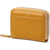 SENDEFN RFID Credit Card Holder for Women Small Leather Zipper Card Case Wallet 15 Slots
