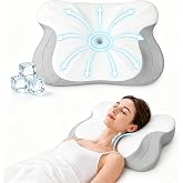 COMFORLAY Cervical Neck Pillow for Pain Relief,Memory Foam Ergonomic Pillow | Contour Pillow for Side/Back/Stomach Sleepers, Odorless Dual-Height Cooling Neck Support Pillow for Sleeping