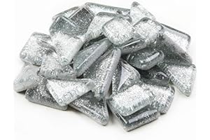 ESWENY Mosaic Tiles,Glass Tiles, Shine Crystal Mosaic Glass Pieces Bulk Assorted Square and Triangle Glitter Crystal Mosaic Tiles for Home Decoration or DIY Crafts 200g (Sliver)