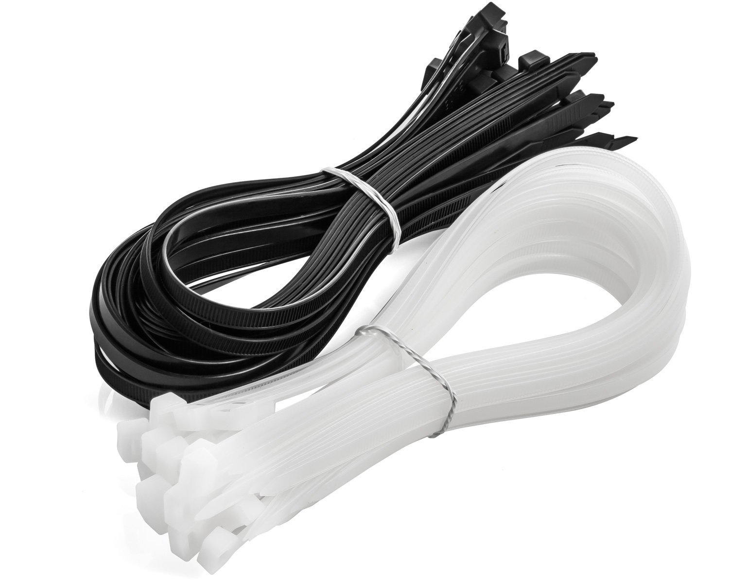 MutecPower Cable Zip Ties 50cm long Black & White Nylon 20-Pack Heavy Duty Holds 80kg - 8.8x500mm