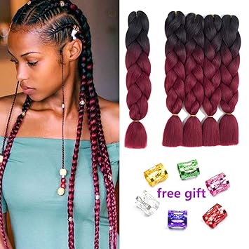 24inch Dark Red Wine Callia 5 Pac Lot Synthetic Braiding Hair