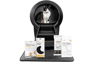 Litter-Robot 4 Supply & Accessory Bundle by Whisker, Black- Automatic Self-Cleaning Cat Litter Box, Includes Litter-Robot 4, Ramp, Mat, 3 OdorTrap Packs, 10 Liners, 30 Wipes, & 2 Carbon Filters