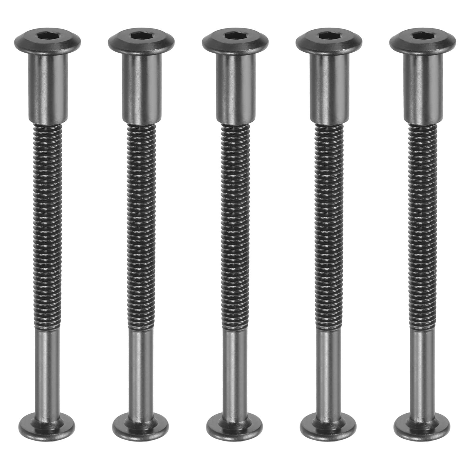 PATIKIL M8 x 70 mm Hex Chicago Screws, 5 Set Binding Screw Posts Connecting Hex Drive Socket Cap Bolt Nuts for Scrapbook Leather Belt Album Photo Furniture Repair, Black