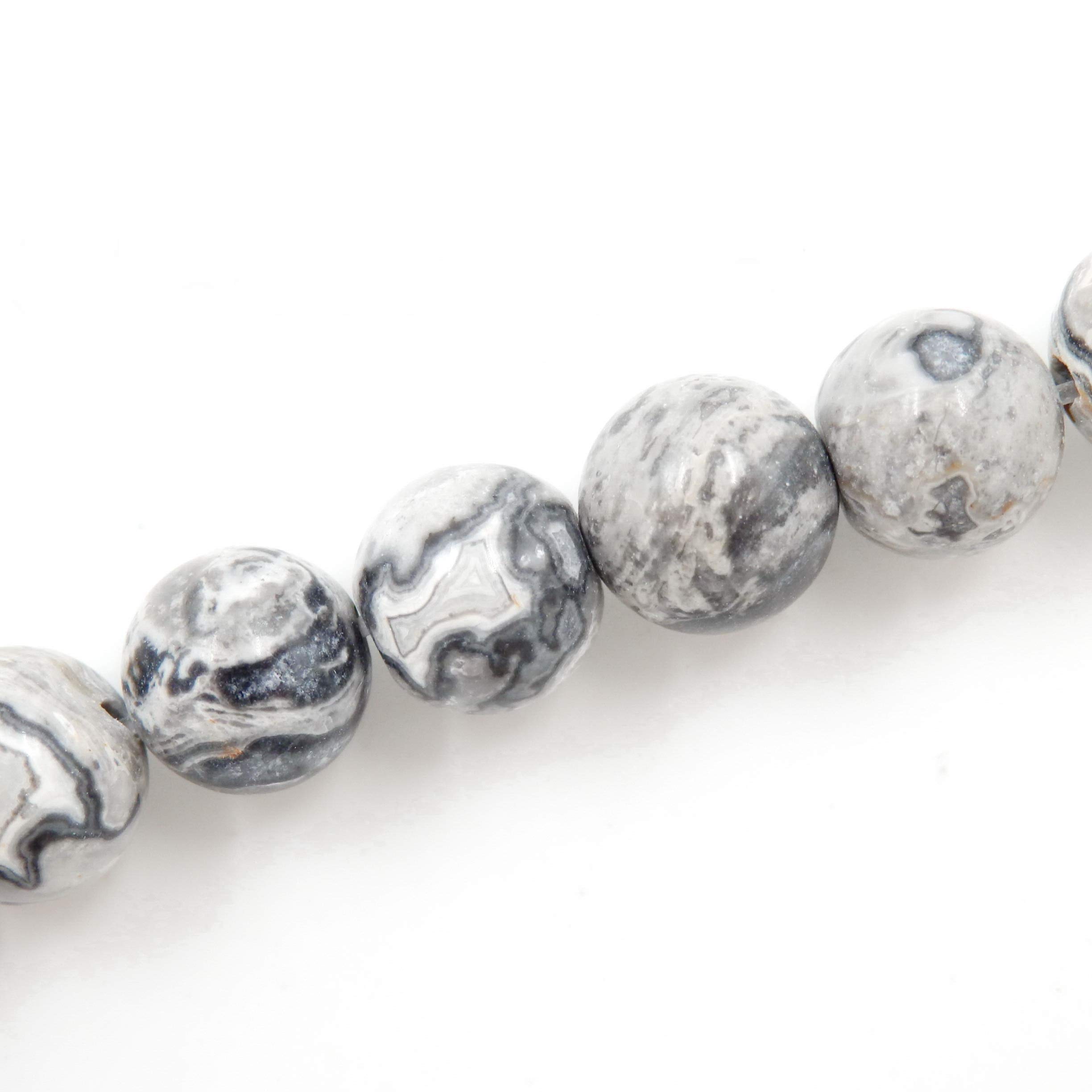 Fukugems Gemstone Beads for Jewelry Making, Sold per Bag 5 Strands Inside (Picture Jade, 8mm)