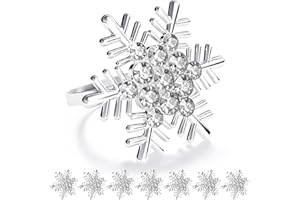 ZeeDix Christmas Silver Snowflake Napkin Rings Set of 8, Napkins Ring for Dinning Table - Rustic Dinner Tables Decoration for Wedding Receptions Christmas Thanksgiving Holiday Party Dinner Parties