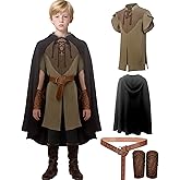 Univafeli Boys Medieval Prince Costume Kids Elf Ranger Adventure Outfit for Halloween LARP Cosplay 4-12 Years