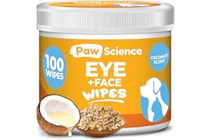 Paw Science Dog Eye Wipes - Hypoallergenic Eye & Face Wipes for Dogs, Cats, & Puppy - Pet Tear Stain Remover & Cleaner - Gently Cleans & Removes Discharge, Crust, & Gunk (Coconut)