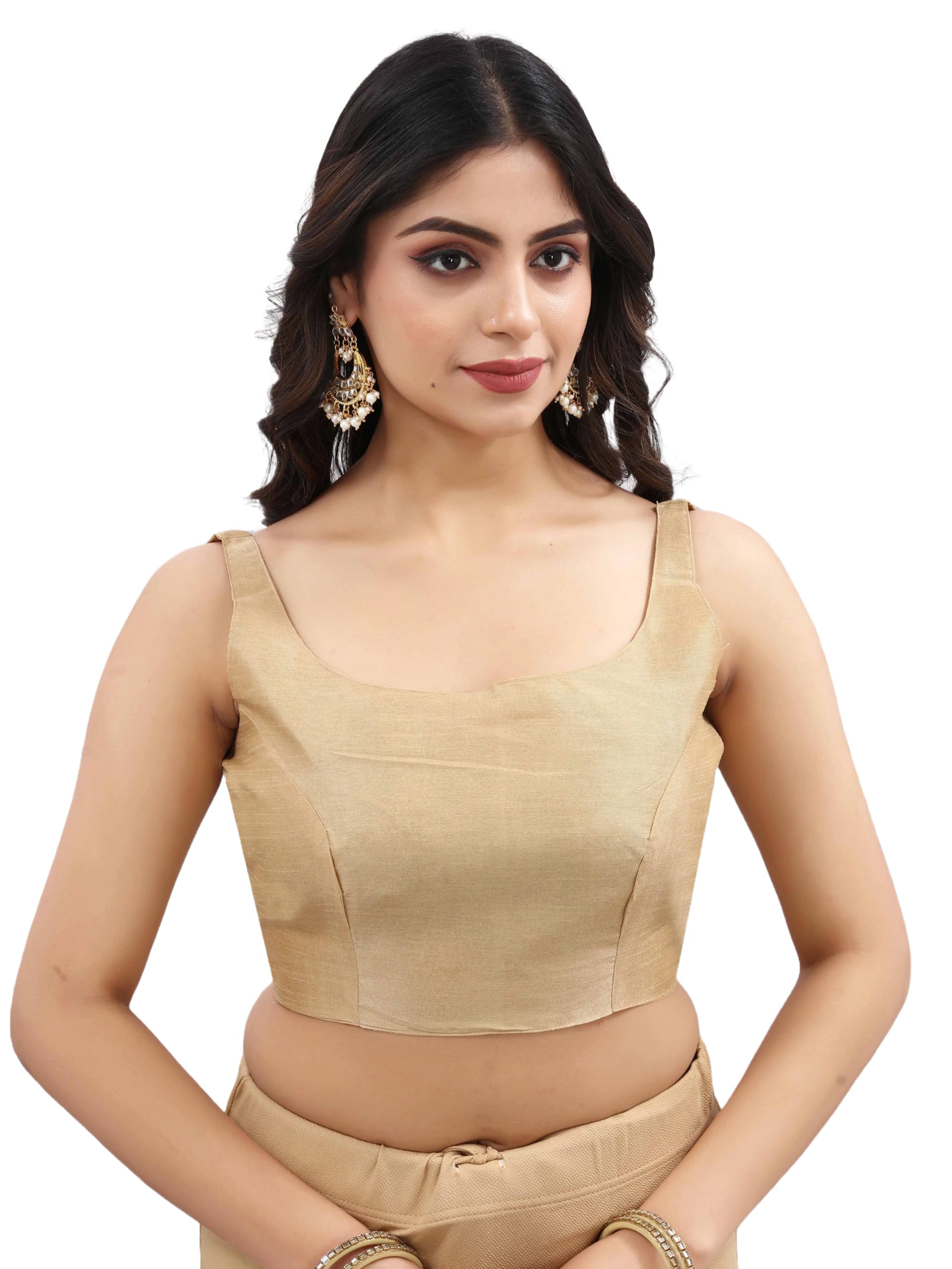 Photo 1 of Indian Readymade Bollywood Party Wear Sleeveless Designer Style Choli Top Sari Blouse for Women Gold