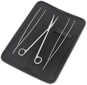Signstek Stainless Steel Aquarium Tank Aquatic Plant Tweezers Scissor Spatula Tool Set Aquariums & Fish Starter Kit