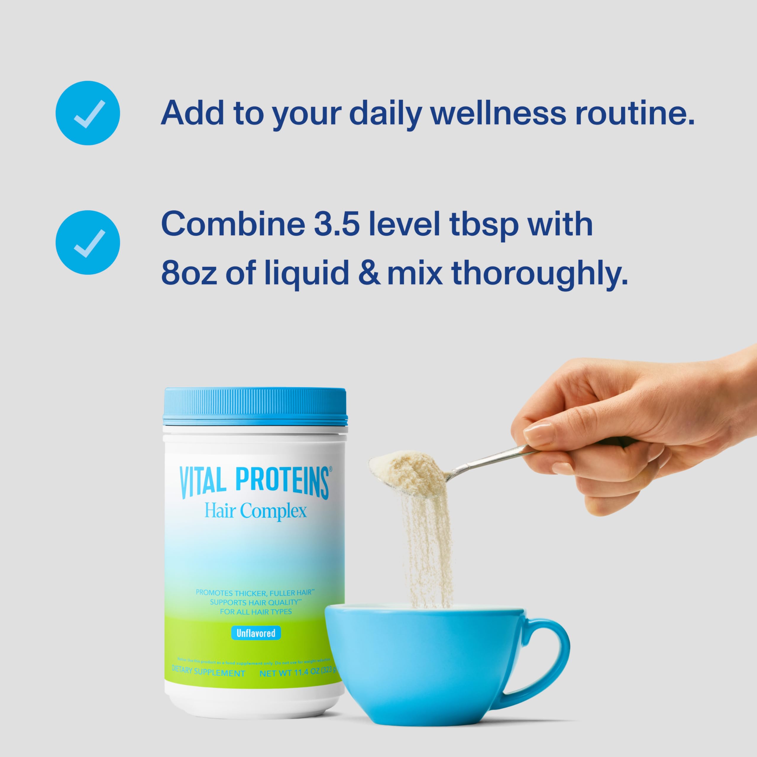 Vital Proteins Collagen Peptides + Biotin 10000mcg Hair Complex, Hair Growth Supplement - Clinically Studied Lustriva to Promote Thicker Fuller Hair, 20g Unflavored Collagen for Women 11.4oz Powder