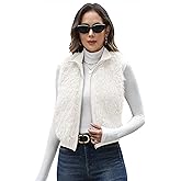 FIOPHY Womens Faux Fur Vest Lapel Collar Sleeveless Zip Up Cardigan Vest Top Fuzzy Coats Jacket Fluffy Outwear with Pockets