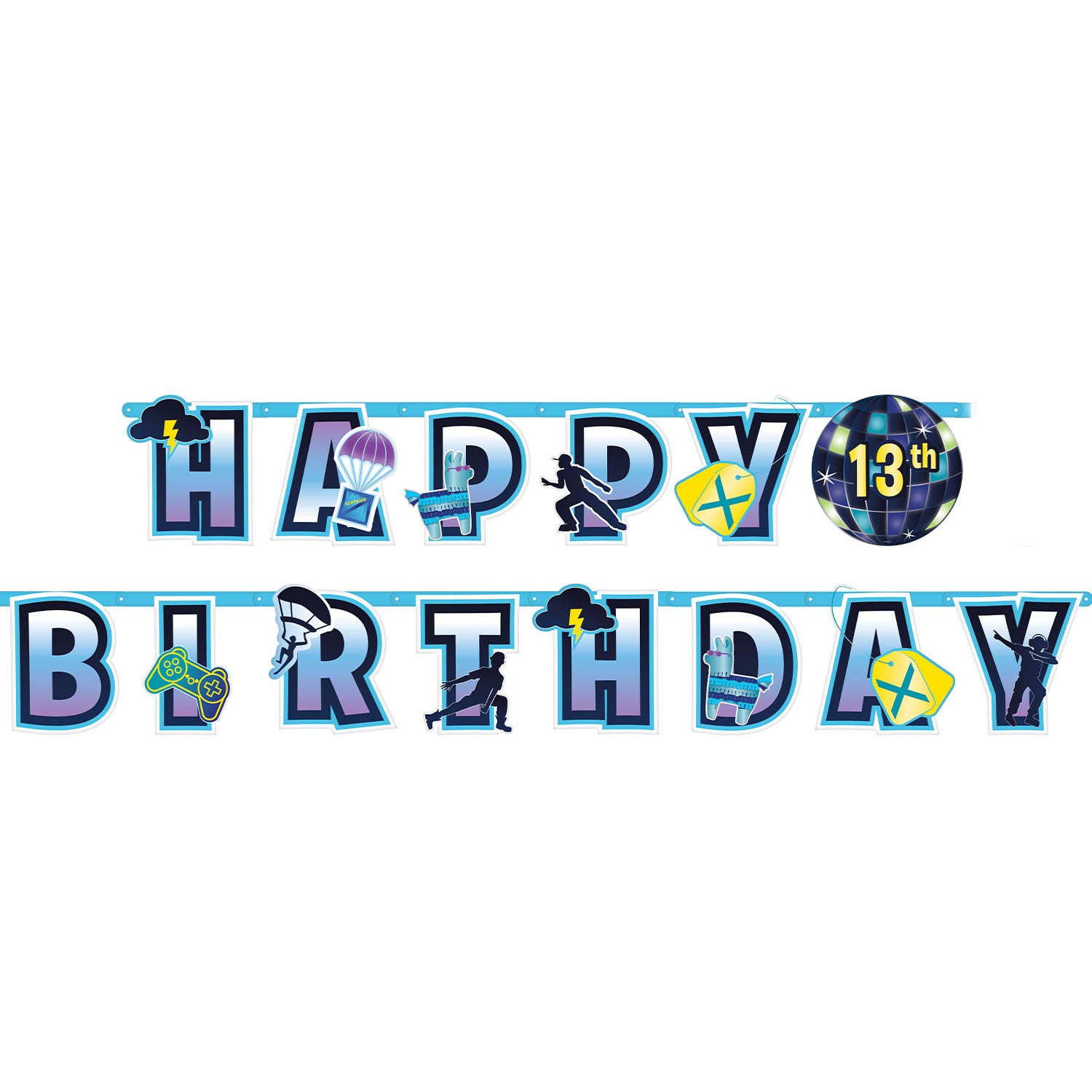 Amscan 122412 - Kids Battle Royal Gamers Happy Birthday 'Add an Age' Letter Banner Party Decoration - 3.17m
