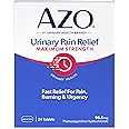 AZO Urinary Pain Relief Maximum Strength, Fast relief of UTI Pain, Burning & Urgency, Targets Source of Pain, #1 Most Trusted Brand, 24 Tablets