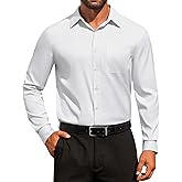 COOFANDY Men's Dress Shirt Solid Long Sleeve Wrinkle Free Formal Shirt Business Button Down Shirts with Pocket