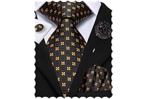 Hi-Tie Men Ties Set Woven Necktie and Lapel Pin Pocket Square Cufflinks Sets Formal Business Wedding