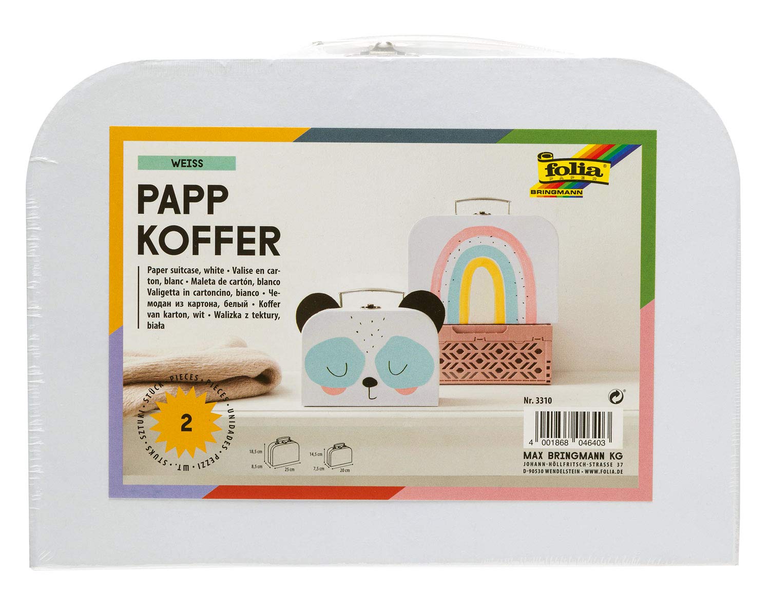 Folia White Cardboard Suitcases with Handles - 2pcs #3310