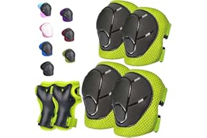 HOCIECE Kids/Youth Knee Pads for Kids 3-14Years Boys Girls 6 in 1 Kids Protective Gear Set Adjustable Knee Pads, Elbow Pads, for Skating Cycling Bike Rollerblading Scooter Roller Skates