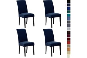 Howhic Stretch Chair Covers for Dining Room Set of 4, Removable Washable Dining Room Chair Covers, Dining Chair Slipcovers Seat Protector, Great Home Decor and Banquet Upholstery (Navy, 4 Pack)