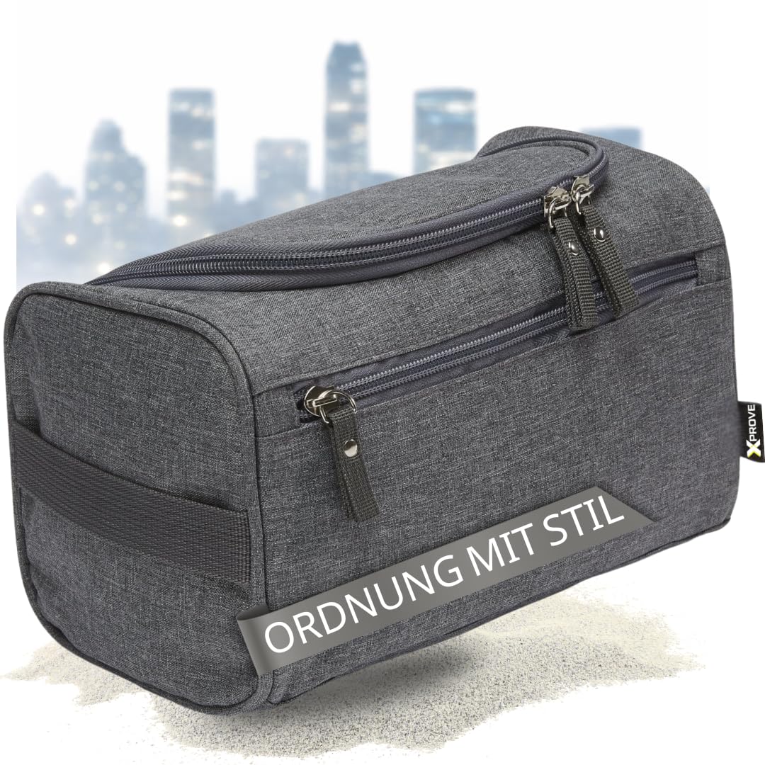 Men's Toiletry Bag, Grey, Stylish, Practical, Robust, Waterproof Travel Toiletry Bag for Hanging, Wash Bag, Men's Toilet Bag (Alaska Grey Edition)