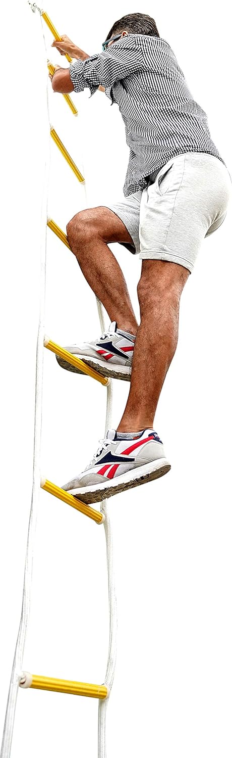 ISOP Fire Escape Rope Ladder 4.1m with Snap Hooks and Window Hooks | 2 Story Houses | Safety Rope Ladder for Windows on The Second Floor: Kitchen & Dining