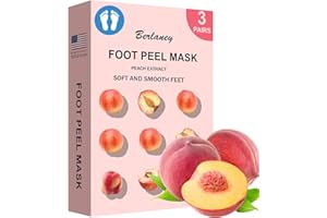 BERLANEY Foot Peel Mask for Dry Cracked Feet(3 Pairs) - Exfoliating Feet Mask Peel with Natural Peach Extract for Dry,Cracked Heels and Removing Dead Skin