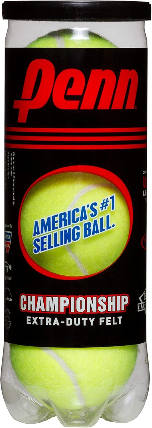 Penn Championship Tennis Balls - Extra Duty Felt Pressurized Tennis Balls - (2 Cans, 6 Balls) : Sports & Outdoors