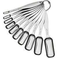 CATOOMUU Measuring Spoons Set of 10, Heavy Duty Stainless Steel Metal Teaspoons Tablespoons, for Dry or Liquid