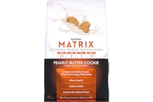 Syntrax Nutrition Matrix - Sustained-Release Protein Blend, Peanut Butter Cookie 5 lbs. Real Cookie Pieces